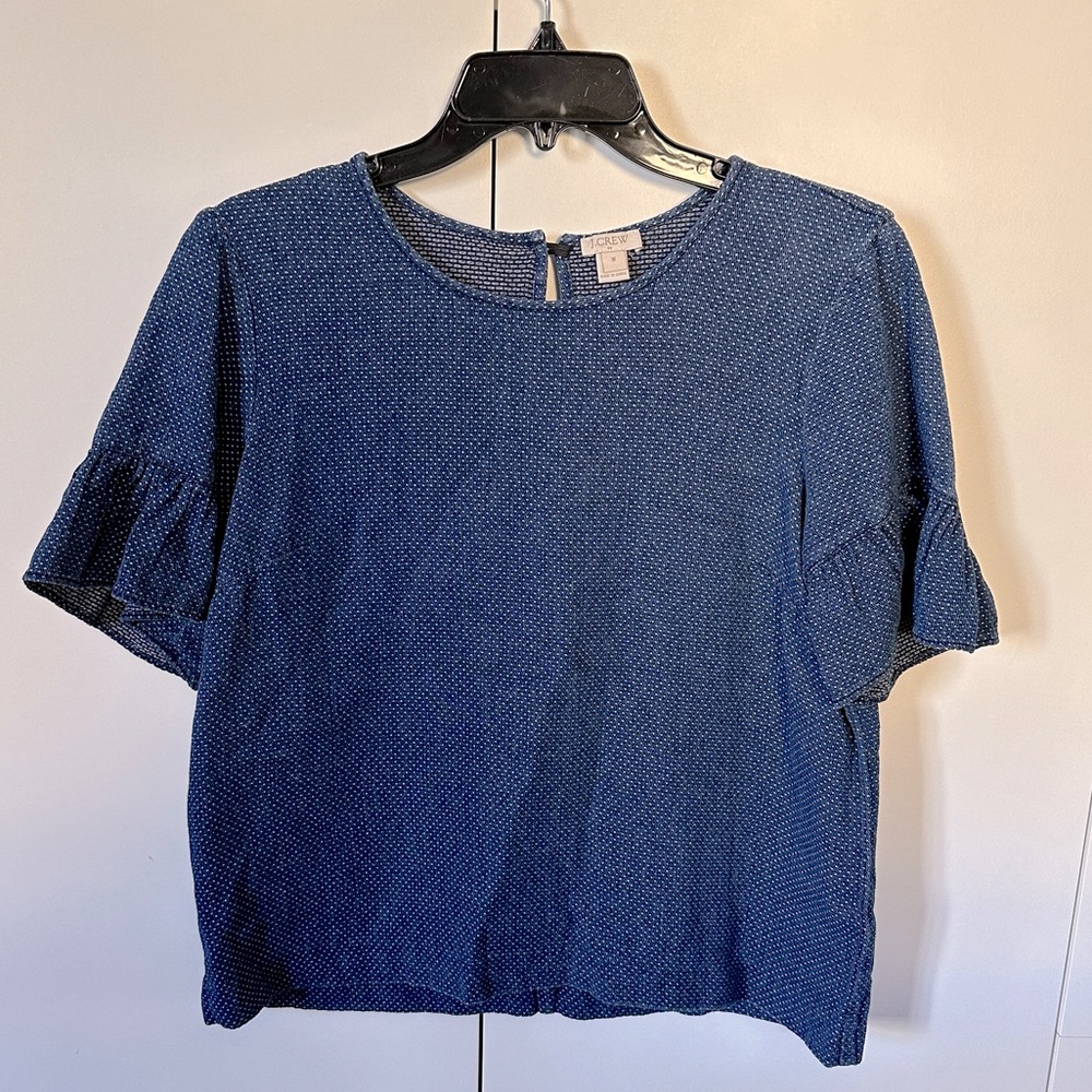 JCrew ruffle sleeve Chambre blouse